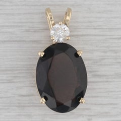 10.77ctw Oval Smoky Quartz Diamond Pendant 14k Yellow Gold