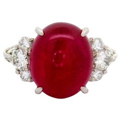 10.78 Carat Burmese Ruby Diamond Platinum Ring, GIA Certified