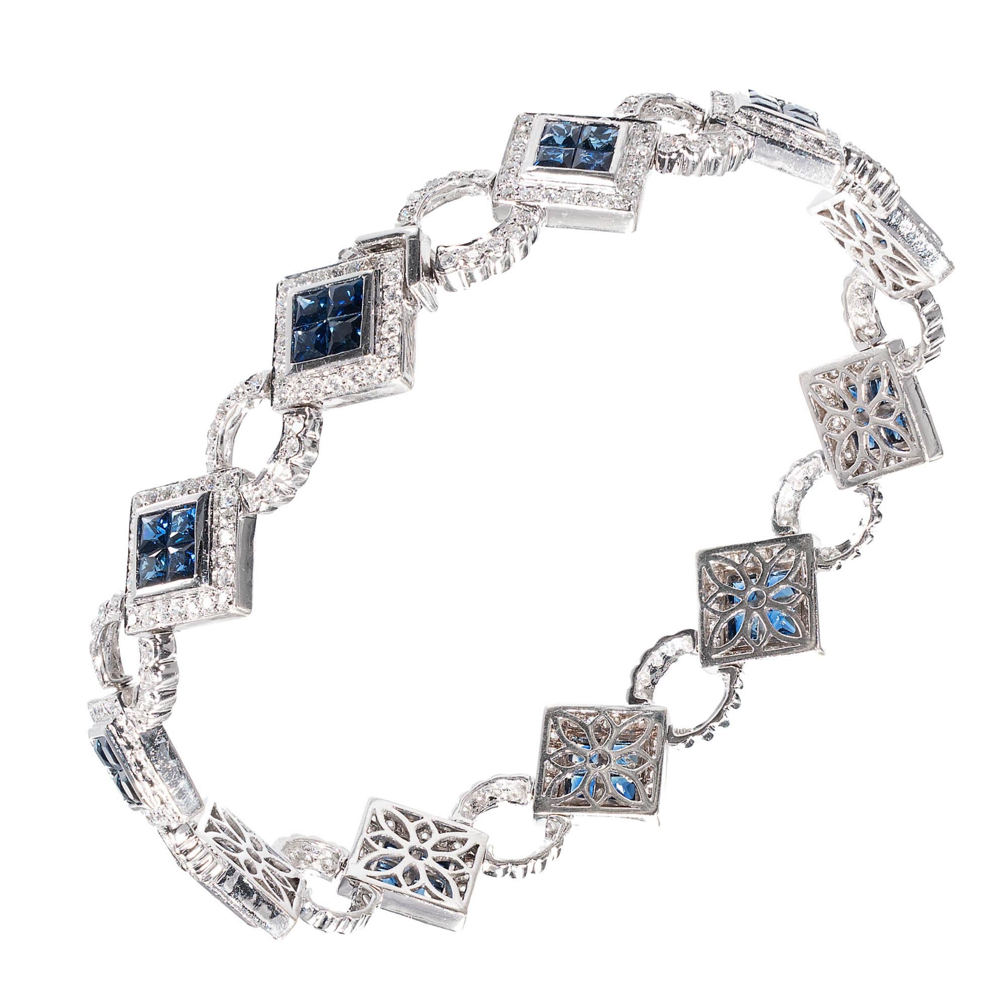 Dilamani 10.78 Carat Sapphire Diamond Gold Bracelet For Sale