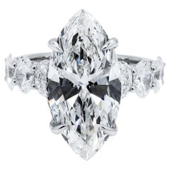 10.78 Carat Marquise Diamond Ring Brilliant White 18K Gold Grand Palais Radiance
