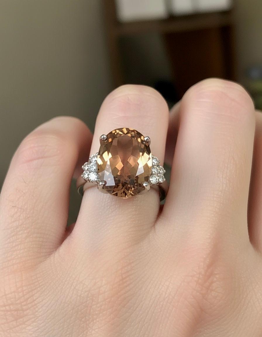 Platinring mit 10,78 Karat natürlichem kaiserlichem Topas und Diamant im Nachlass im Angebot 9