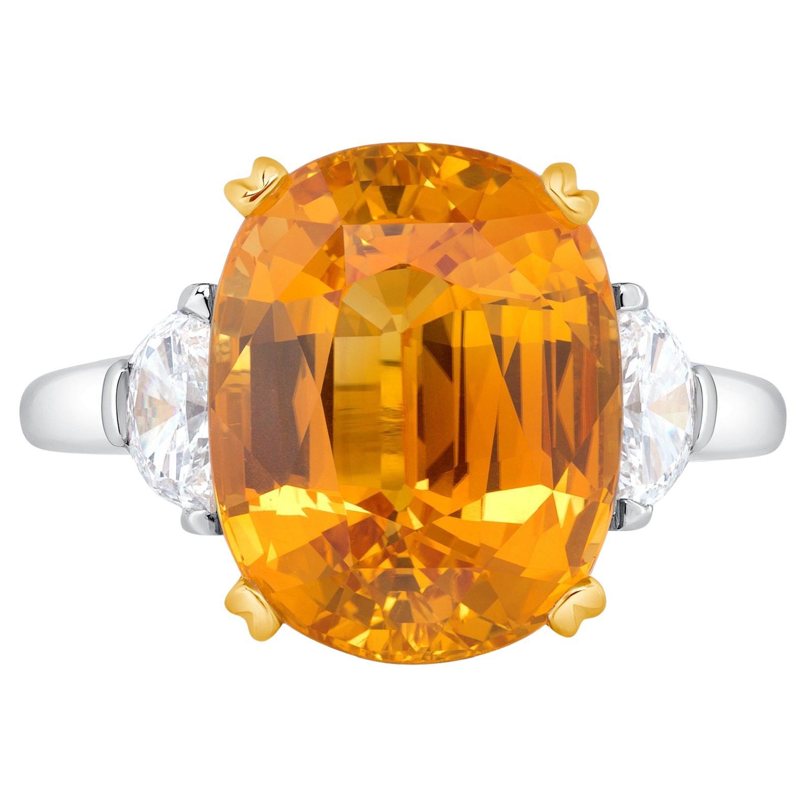 Ring mit 10,78 Karat gelbem Saphir. GIA-zertifiziert.