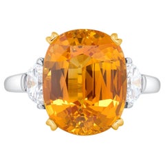 Used 10.78ct Yellow Sapphire ring. GIA certified.