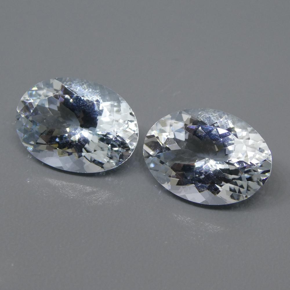 10.78ct Oval Aquamarine Pair In New Condition For Sale In Toronto, Ontario