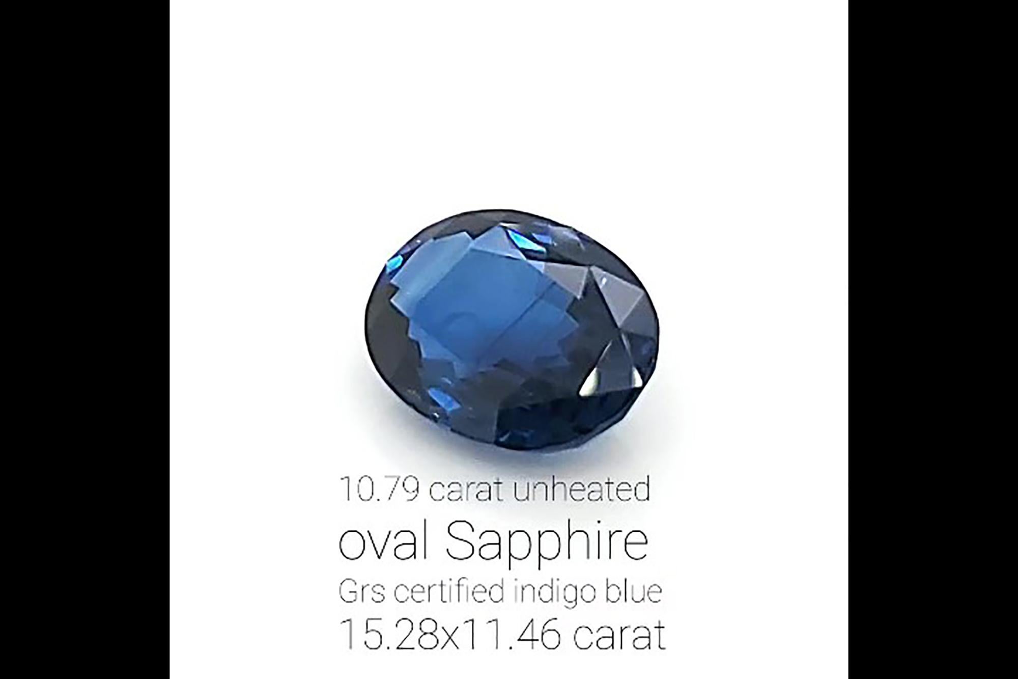 10.79 Carat GRS Certified Intense Blue Sapphire UnHeated Natural Gem In New Condition In New York, NY