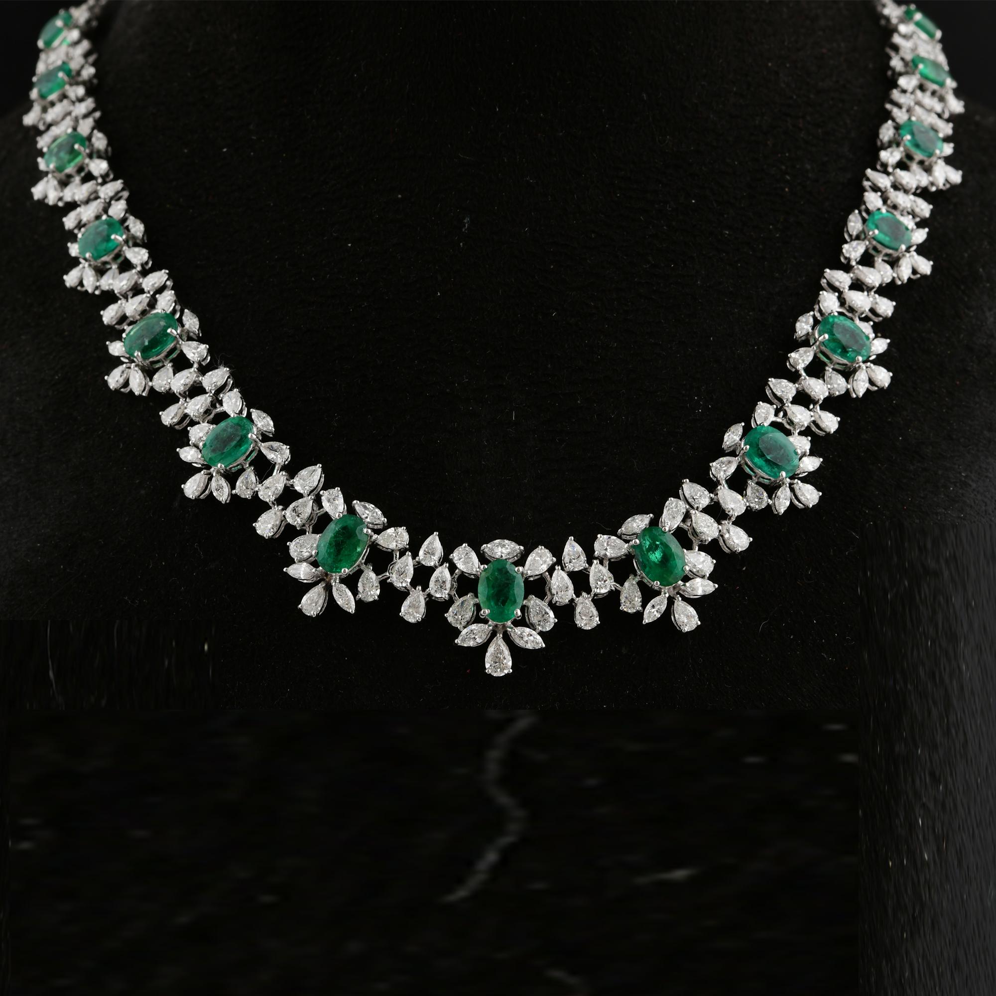 10,79 Karat sambischer Smaragd 10,6 Karat SI/H Diamant-Halskette 14 Karat Weißgold im Angebot 2