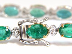 10.79ct bright forest vivid green natural emerald diamonds tennis bracelet 14kt