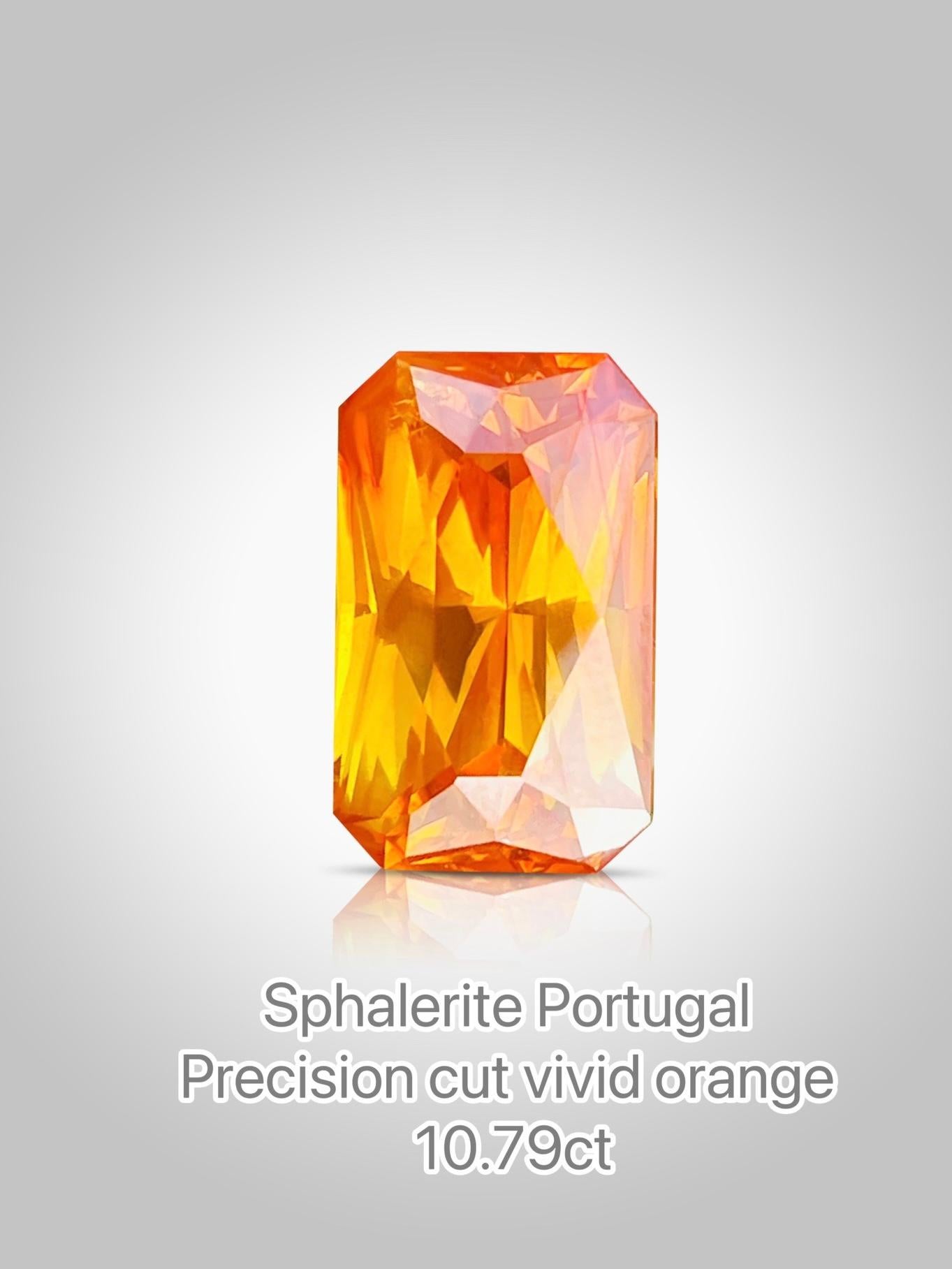 10,79ct Gemma di sfalerite scintillante laster colore giallo arancio dalla Spagna in vendita 1