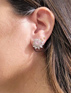 1.07ct + 1.16ct Pinkish Brown Cushions GIA Earrings