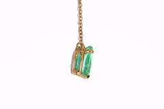 1.07ct 14K Colombian Emerald Pear Cut Solitaire Gold Necklace