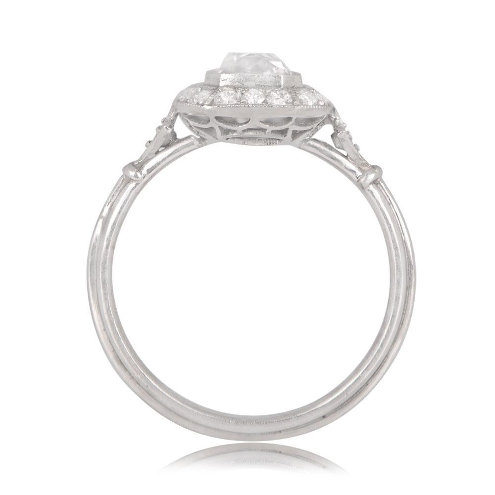 Women's 1.07ct Antique Cushion Cut Diamond Engagement Ring, Diamond Halo, Platinum