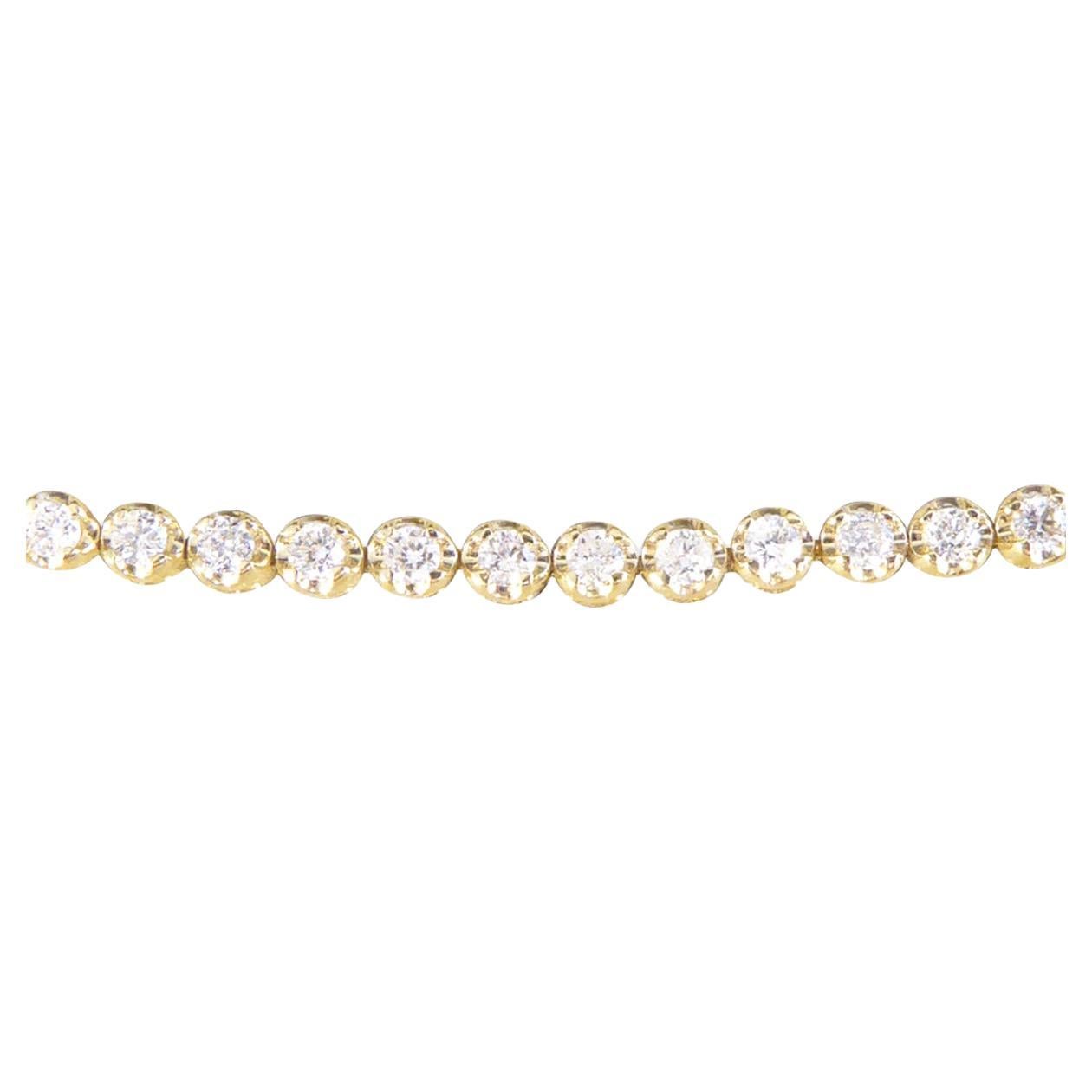 Bracelet tennis à maillons flexibles en or jaune 18 carats et diamants de 1,07 carat