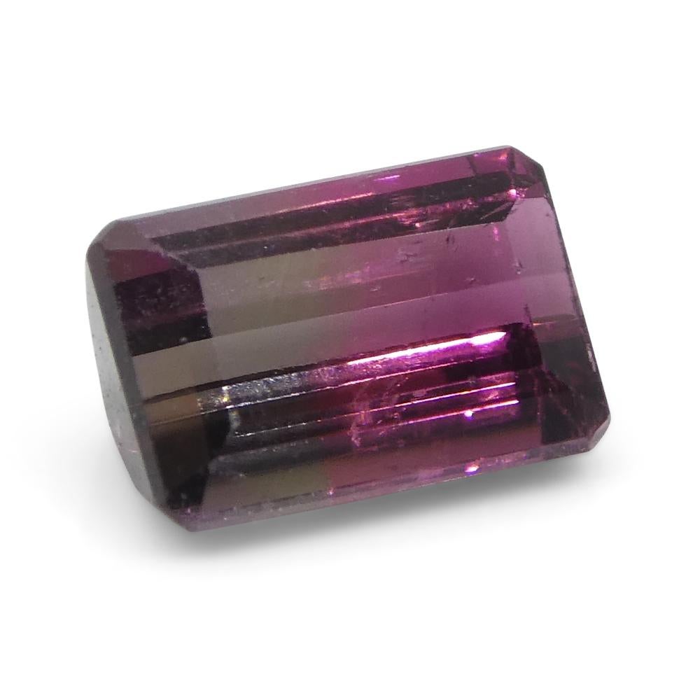 1.07ct Emerald Cut Pink & Purple Bi-Colour Tourmaline from Brazil For Sale 6