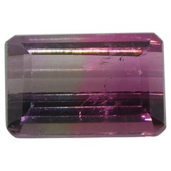 Turmalina bicolor rosa y morada talla esmeralda de 1,07 ct