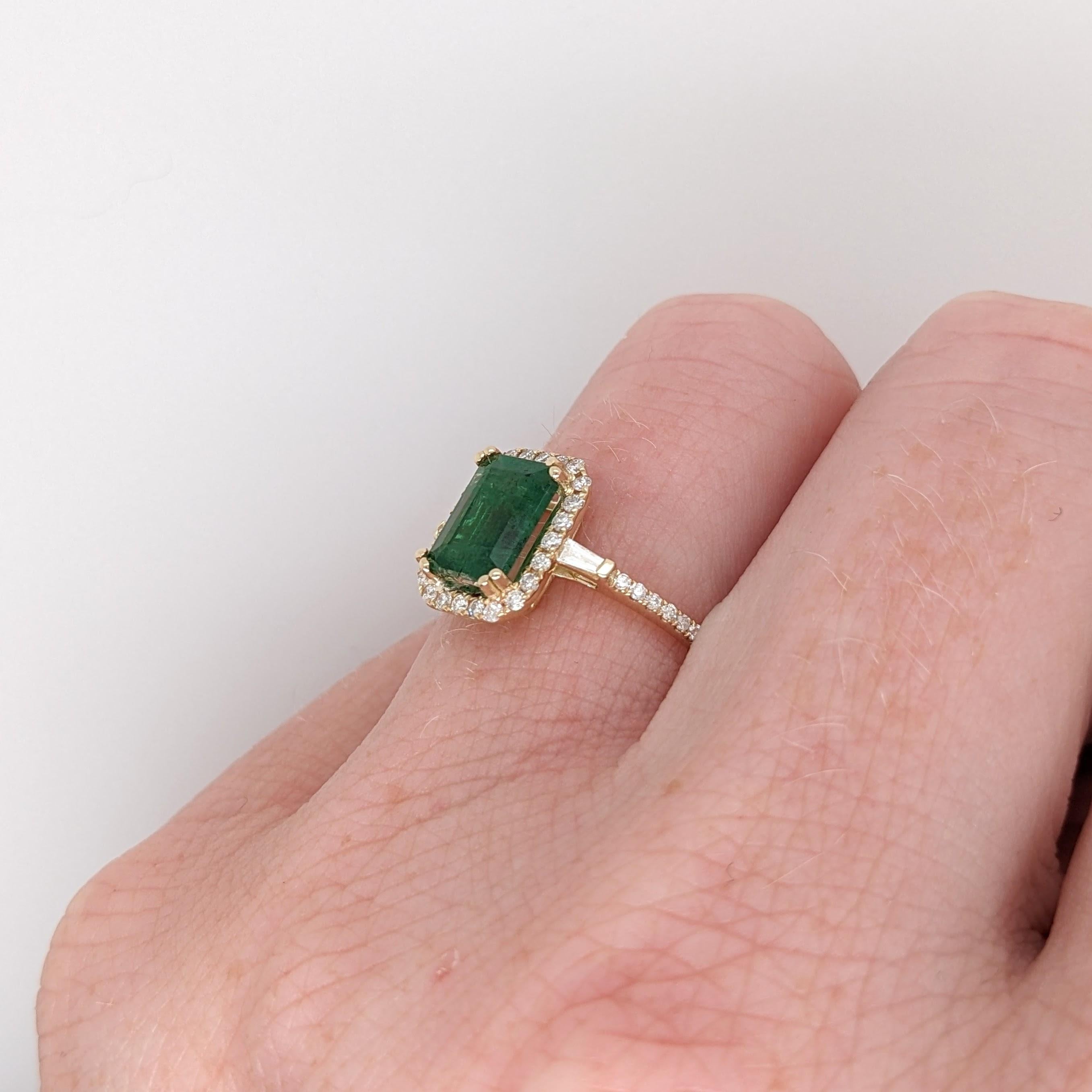 1.07ct Emerald Ring w Natural Diamond Halo in 14K Yellow Gold Emerald Cut 8x6mm 3