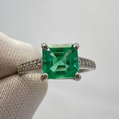 1.07ct Light Green Colombian Emerald And Diamond Accent Platinum Solitaire Ring
