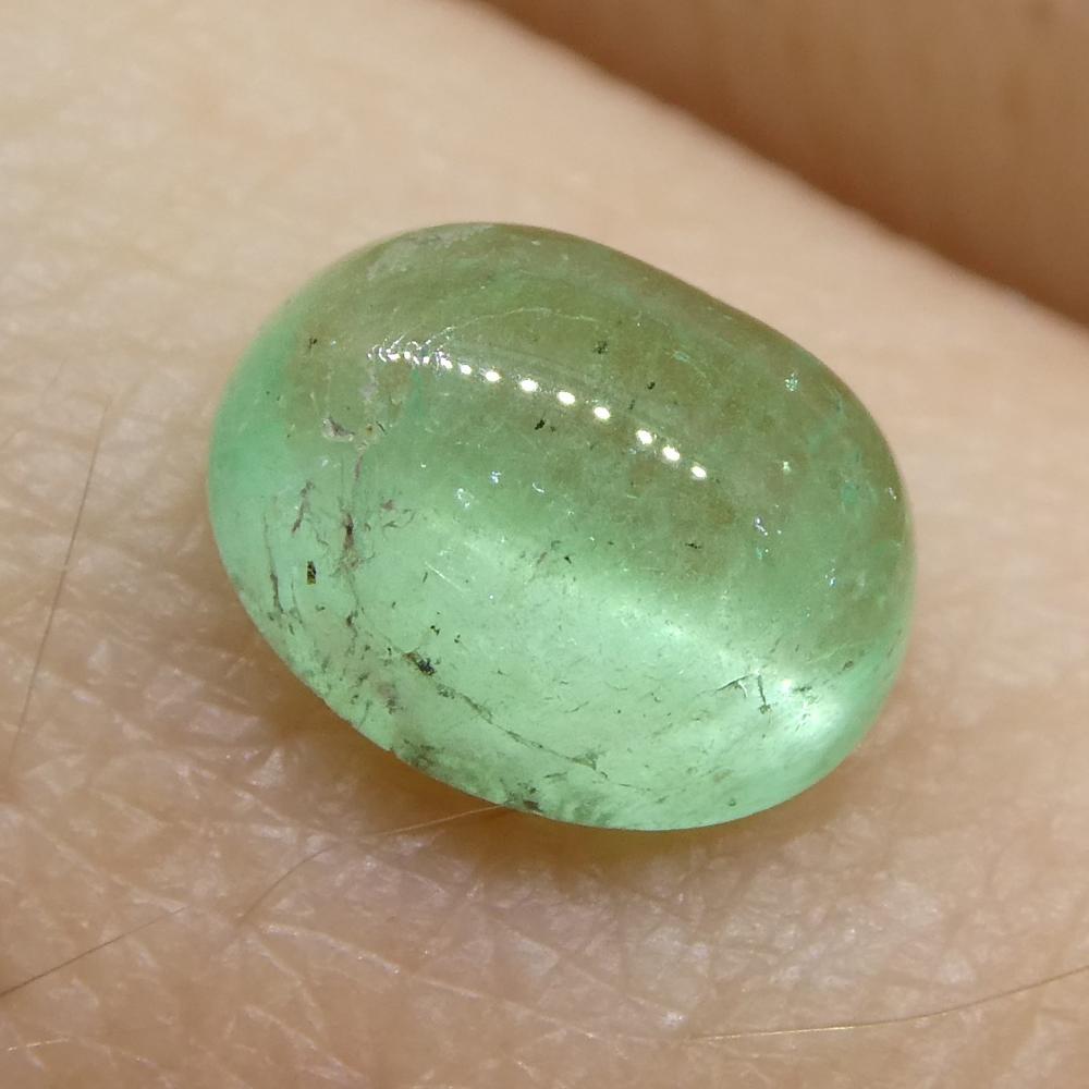 1.07ct Oval Cabochon Green Emerald from Colombia For Sale 9