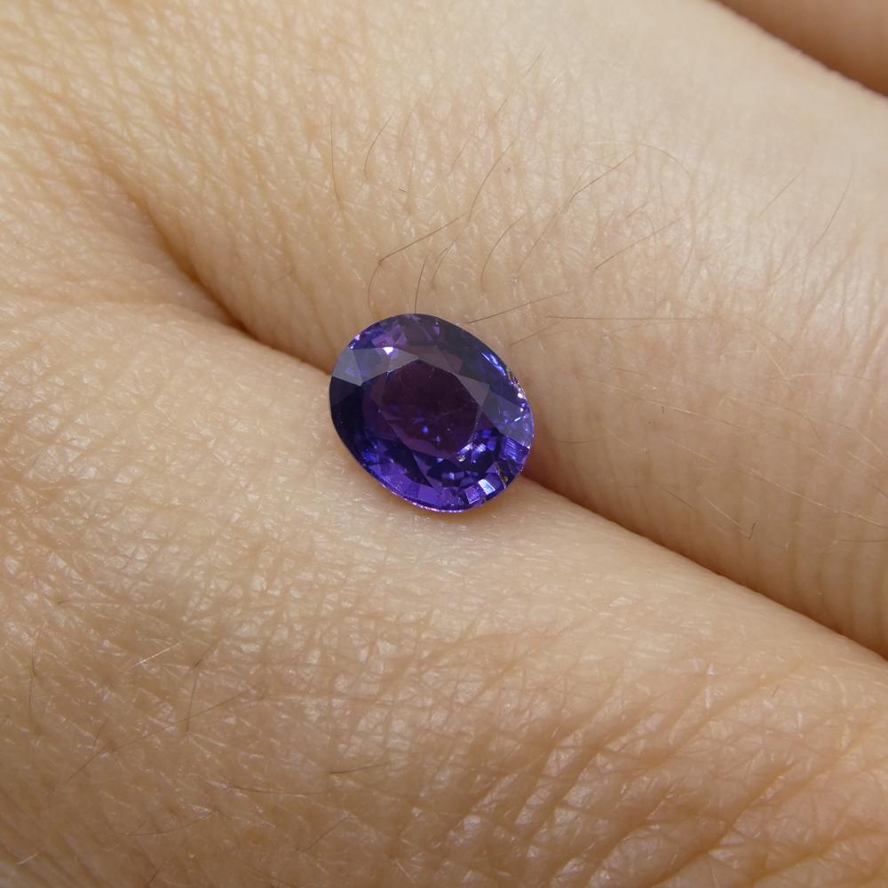 Zafiro púrpura ovalado de Madagascar, sin calentar, 1.07 ct en venta 2