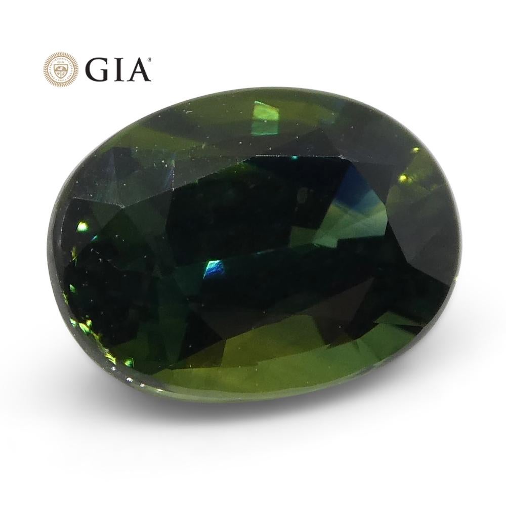 Brilliant Cut 1.07ct Oval Teal Green Sapphire GIA Certified Australian Unheated For Sale