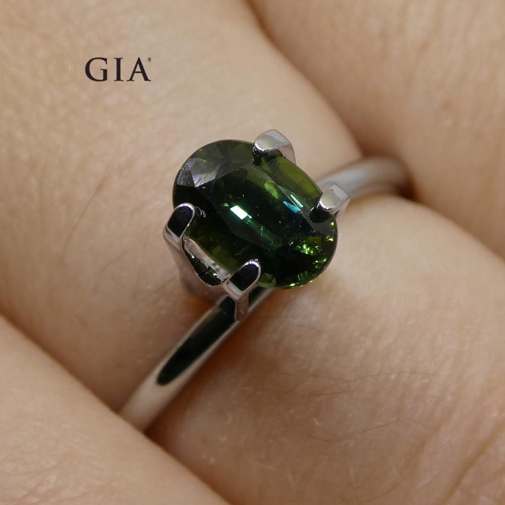 1.07ct Oval Teal Green Sapphire GIA Certified Australian Unheated For Sale 1