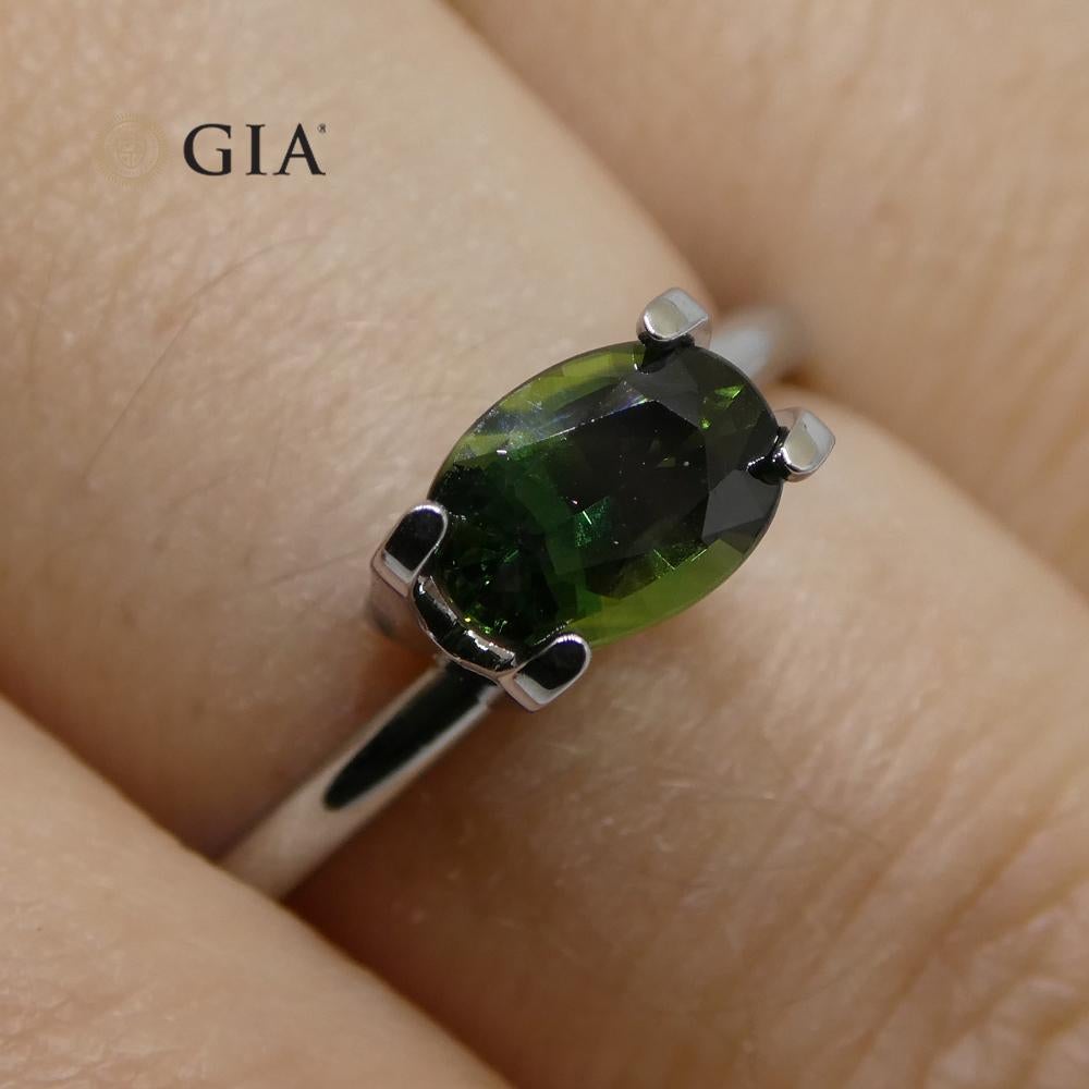 1.07ct Oval Teal Green Sapphire GIA Certified Australian Unheated For Sale 2