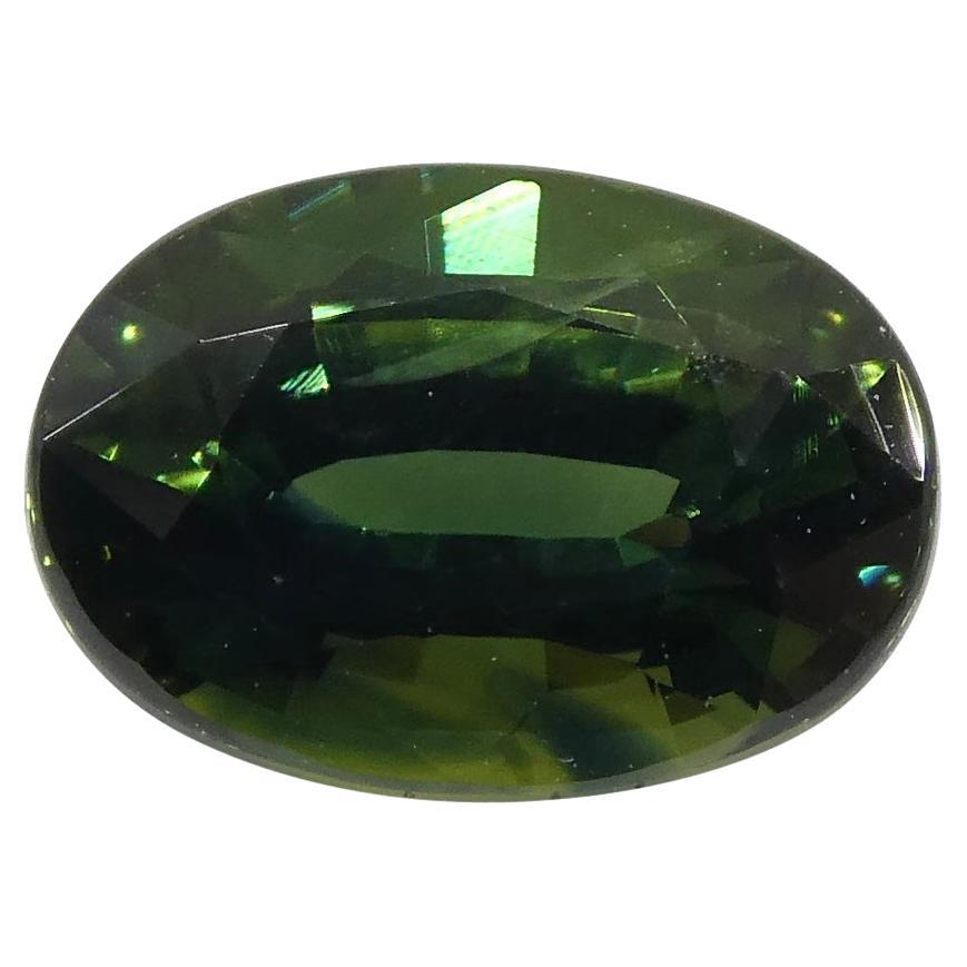 Zafiro verde teal ovalado de 1,07 ct Certificado GIA Australiano sin calentar