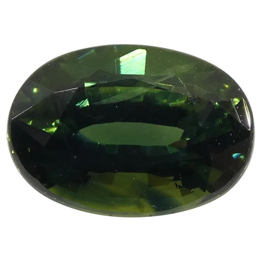 1.07ct Oval Teal Green Sapphire GIA Certified Australian Unheated For Sale