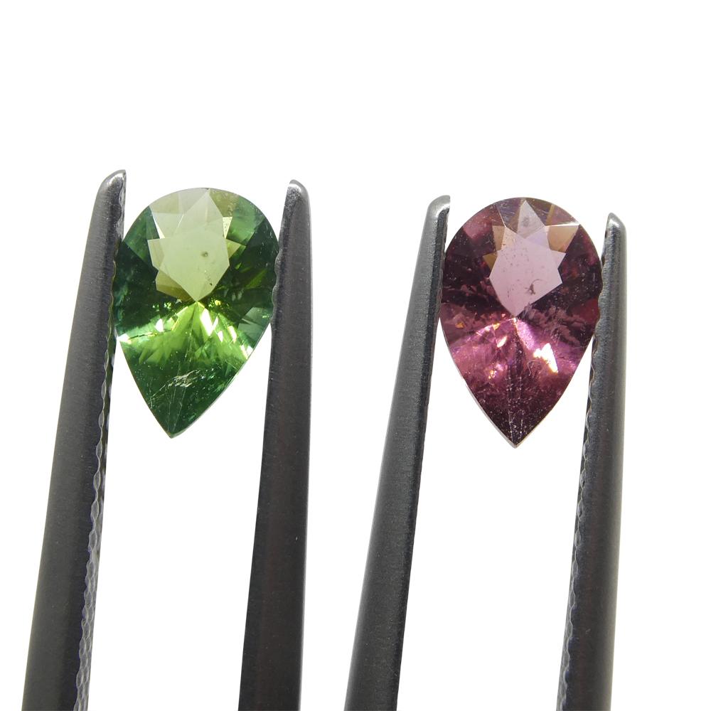 1.07ct Pair Pear Pink/Green Tourmaline from Brazil For Sale 4