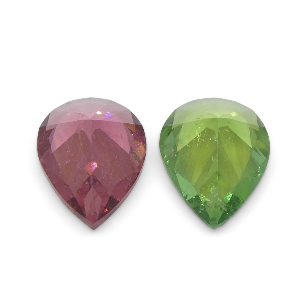 1.07ct Pair Pear Pink/Green Tourmaline from Brazil For Sale 5