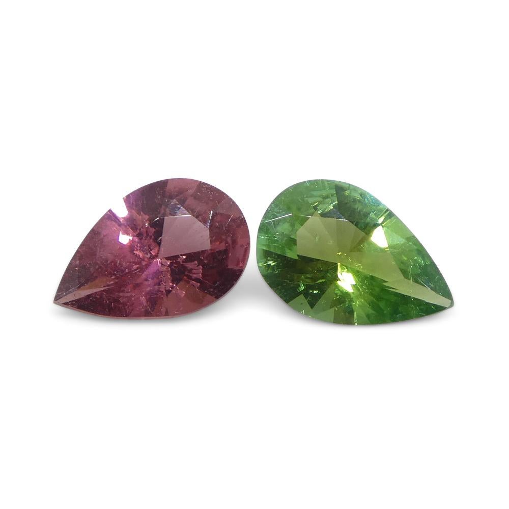 1.07ct Pair Pear Pink/Green Tourmaline from Brazil For Sale 6