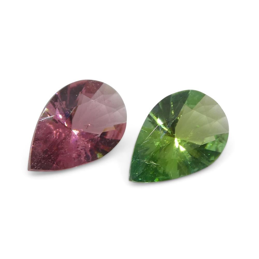 1.07ct Pair Pear Pink/Green Tourmaline from Brazil For Sale 7