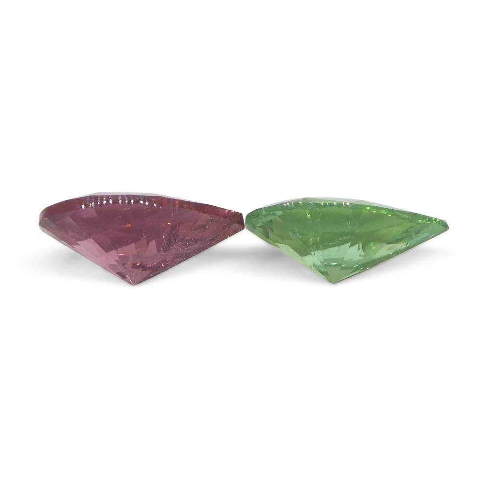 1.07ct Pair Pear Pink/Green Tourmaline from Brazil In New Condition For Sale In Toronto, Ontario