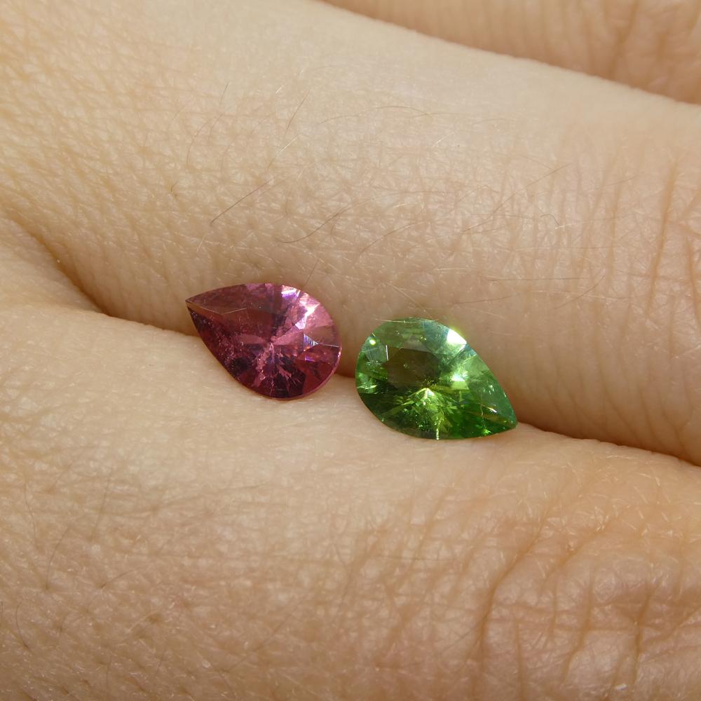 1.07ct Pair Pear Pink/Green Tourmaline from Brazil For Sale 3