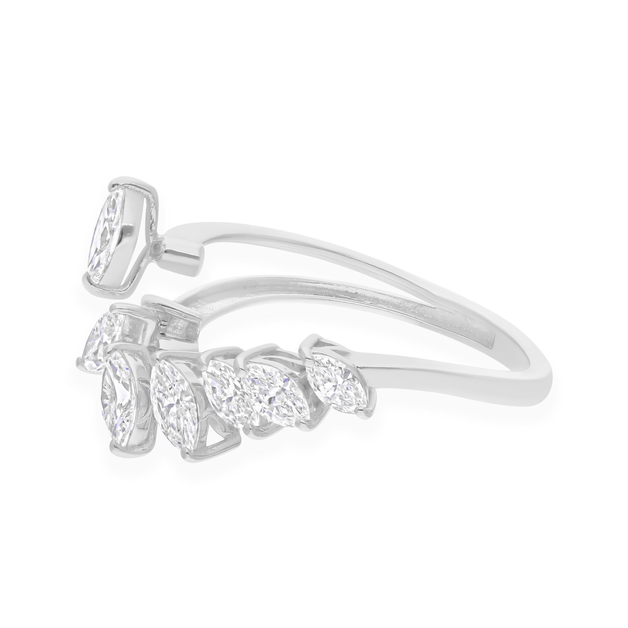 Im Angebot: 1.07Ct SI/H Marquise Diamond Curve Shape Ring 14k Weißgold Alle Zölle gezahlt () 7