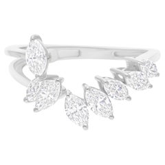 1.07Ct SI/H Marquise Diamond Curve Shape Ring 14k Weißgold Alle Zölle gezahlt