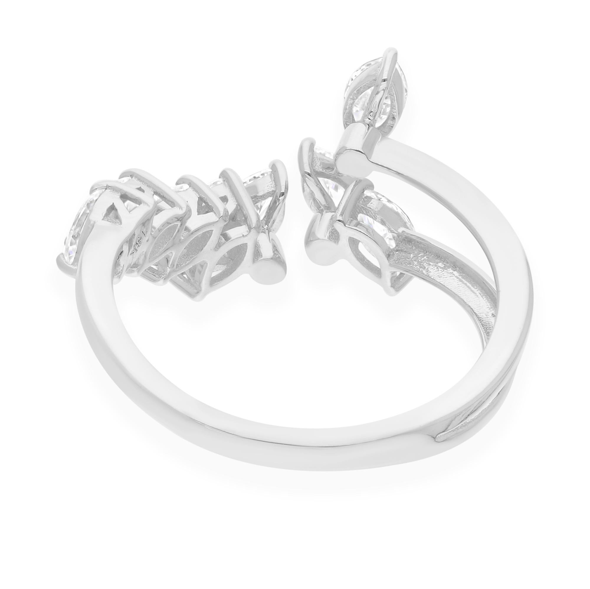 Im Angebot: 1.07Ct SI/H Marquise Diamond Curve Shape Ring 18k Weißgold Alle Zölle gezahlt () 3