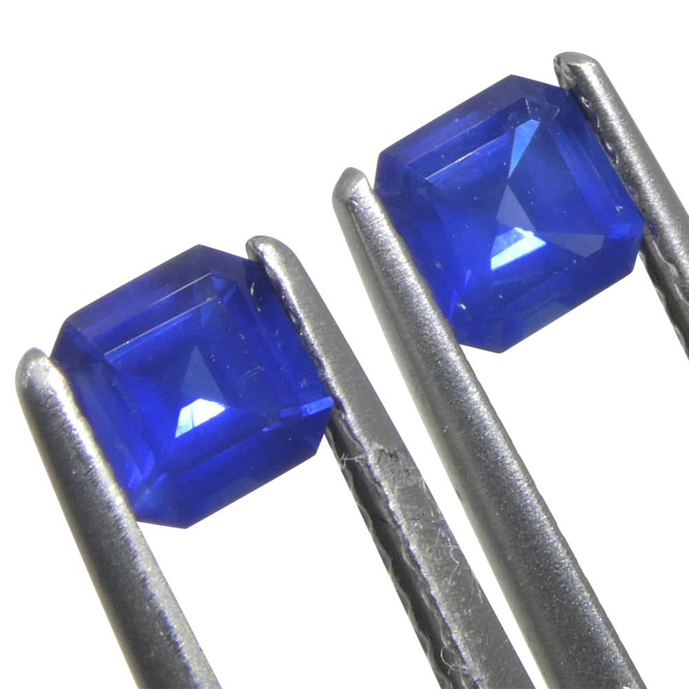 1.07ct Square/Octagonal Blue Sapphire from Myanmar/Burma Pair (2) For Sale 5