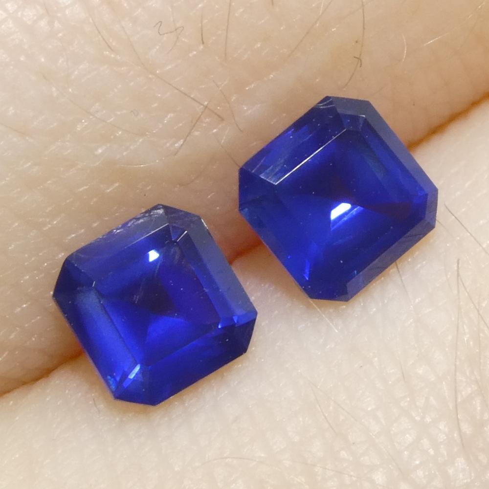 1.07ct Square/Octagonal Blue Sapphire from Myanmar/Burma Pair (2) For Sale 6