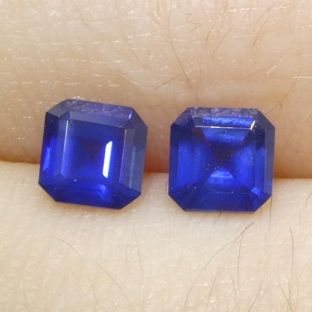 1.07ct Square/Octagonal Blue Sapphire from Myanmar/Burma Pair (2) For Sale 7
