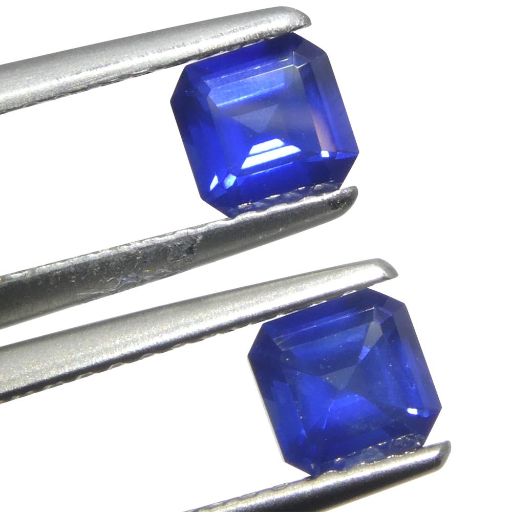 1.07ct Square/Octagonal Blue Sapphire from Myanmar/Burma Pair (2) In New Condition For Sale In Toronto, Ontario