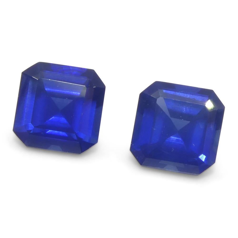 1.07ct Square/Octagonal Blue Sapphire from Myanmar/Burma Pair (2) For Sale 1