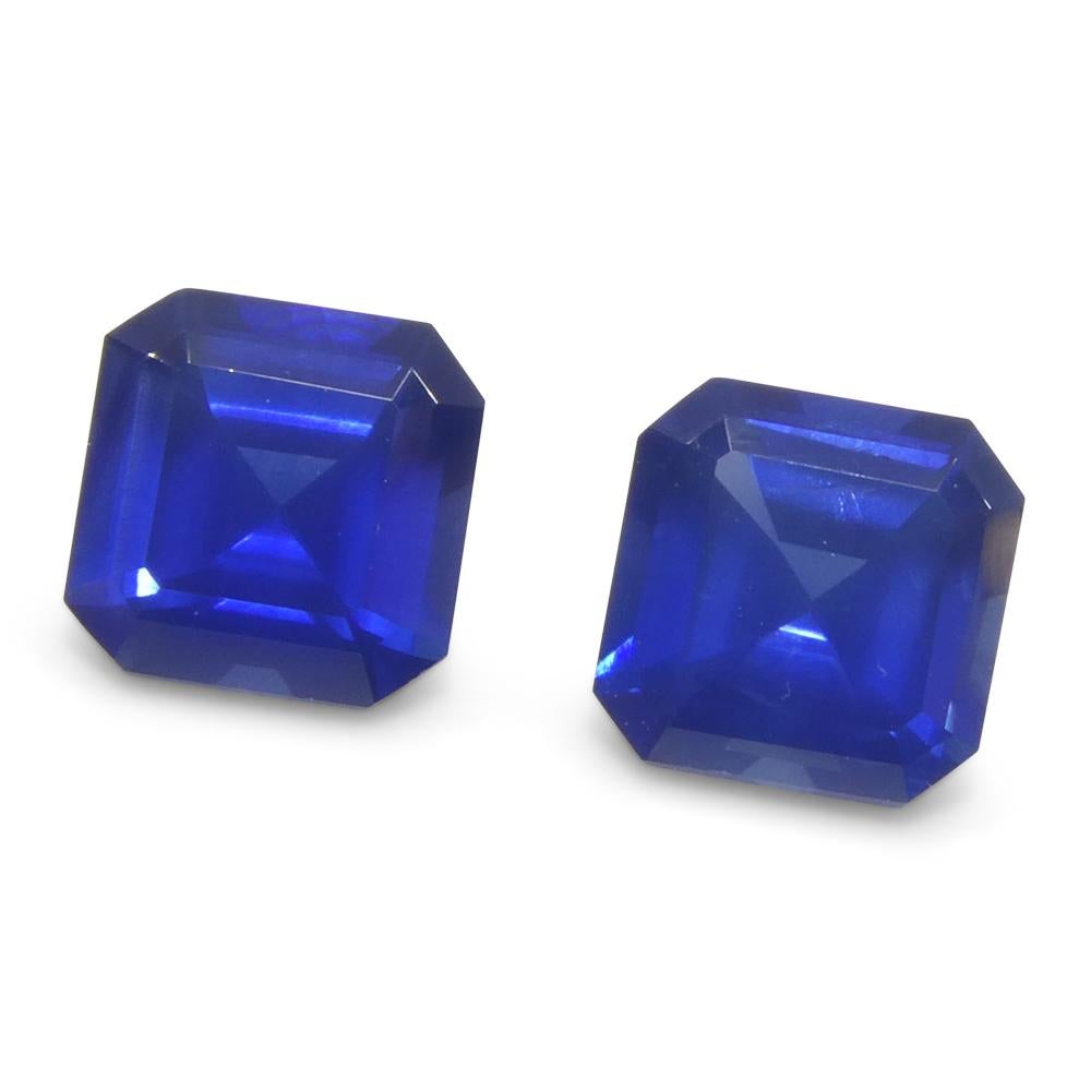 1.07ct Square/Octagonal Blue Sapphire from Myanmar/Burma Pair (2) For Sale 2