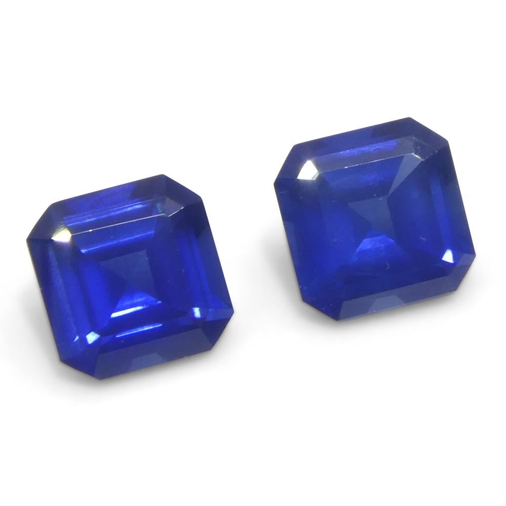 1.07ct Square/Octagonal Blue Sapphire from Myanmar/Burma Pair (2) For Sale 3