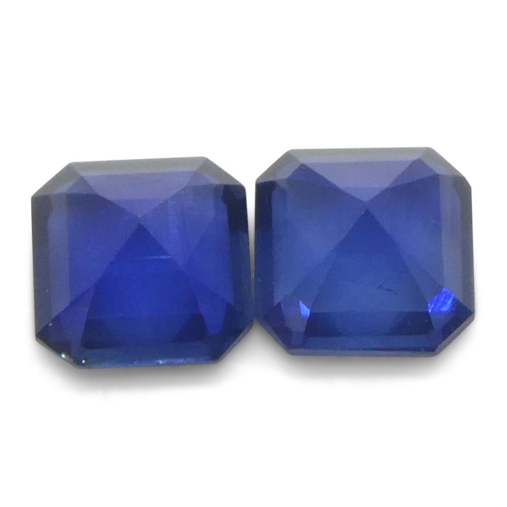 1.07ct Square/Octagonal Blue Sapphire from Myanmar/Burma Pair (2) For Sale 4