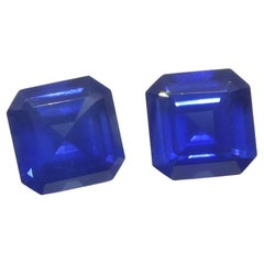 1.07ct Square/Octagonal Blue Sapphire from Myanmar/Burma Pair (2)
