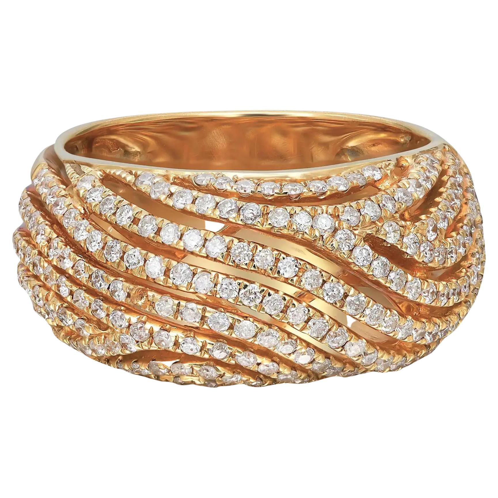 1.07cttw Prong Set Round Cut Diamond Ladies Cocktail Ring 14k Yellow Gold For Sale