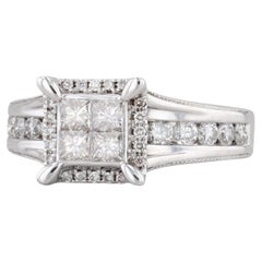 1.07ctw Princess Diamond Halo Engagement Ring 14k White Gold Size 8.25