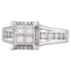 1,07 Karatw Prinzessin Diamant Halo Verlobungsring 14k Weißgold Größe 8,25