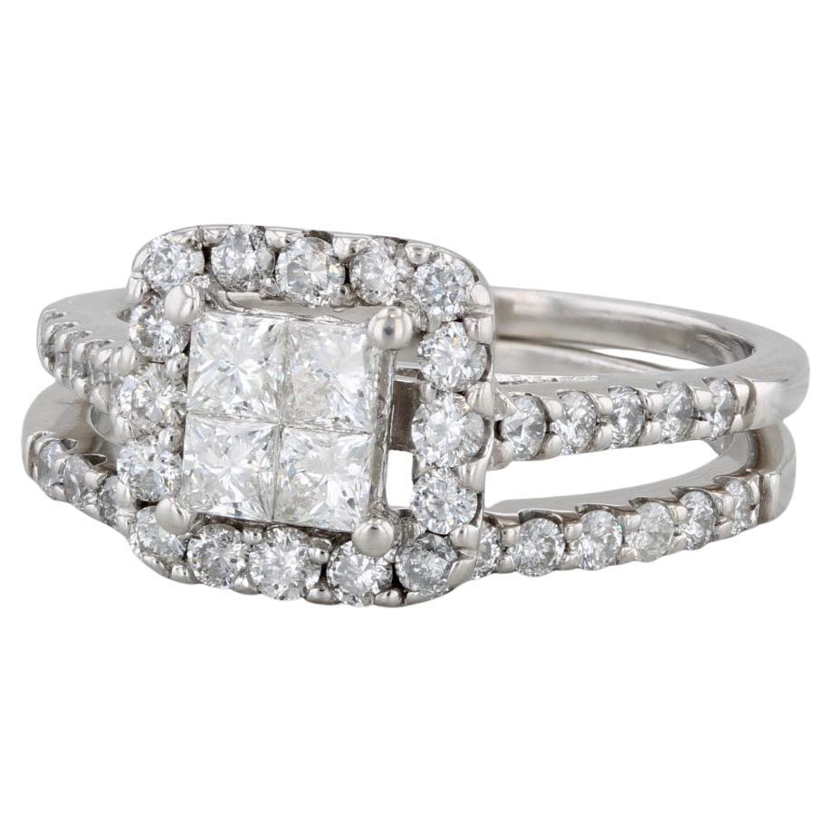 1,07ctw Prinzessin Diamant Halo Verlobungsring Hochzeit Band Braut Set 14k Gold