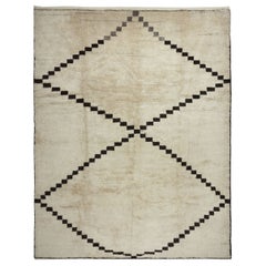 Alfombra de estilo marroquí de 10,7x14 pies. 100% Lana Natural. Alfombra anudada a mano Beni Ourain